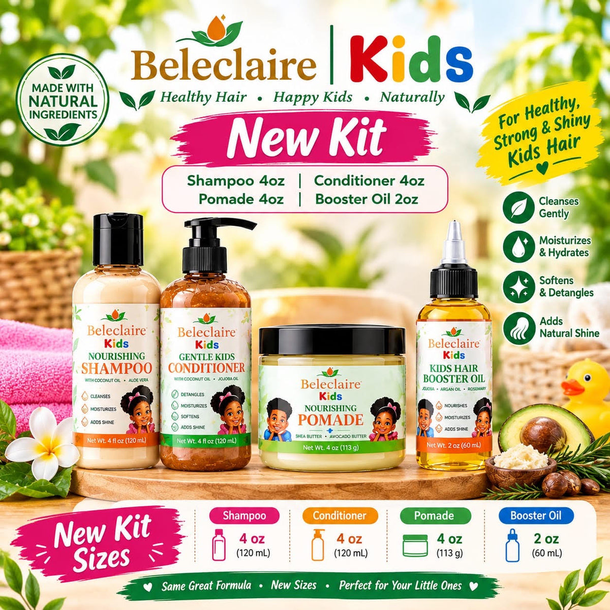 Beleclaire Kids Healthy Hair Kit 4oz & 2oz